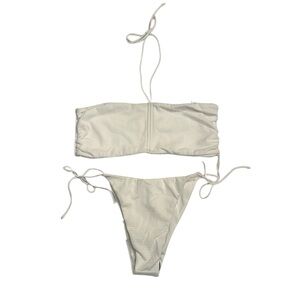 NWT TJ SWIM WHITE RIBBED BIKINI